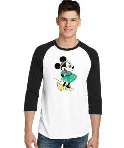 Disney Minnie Mouse Shamrock Dress Raglan Tee