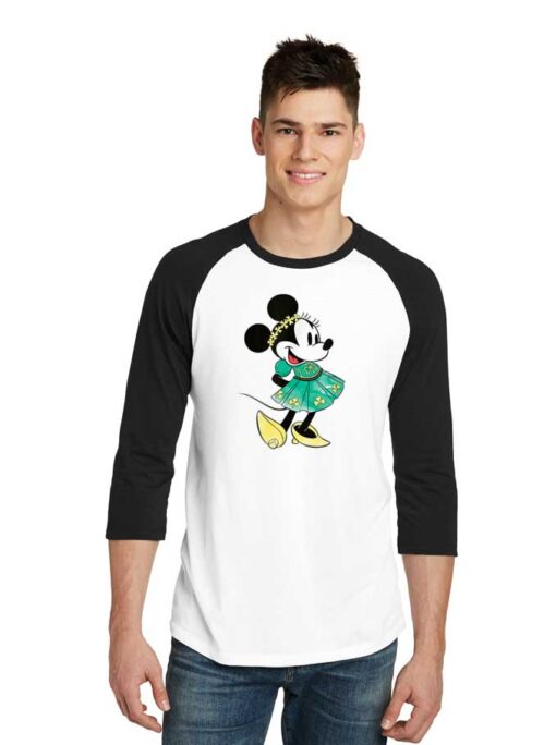 Disney Minnie Mouse Shamrock Dress Raglan Tee