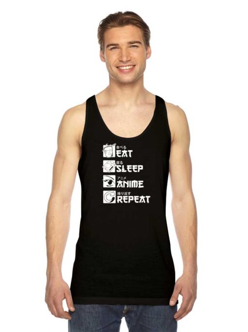 Eat Sleep Anime Repeat Japanese Tank Top