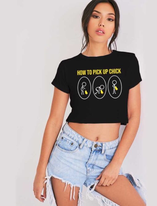 How To Pick Up A Chick Stickman Crop Top Shirt