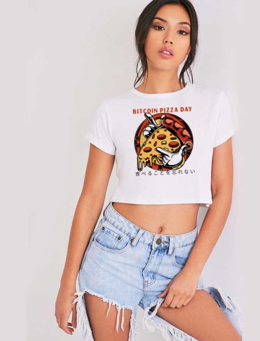 Japanese Bitcoin Pizza Day Crop Top Shirt