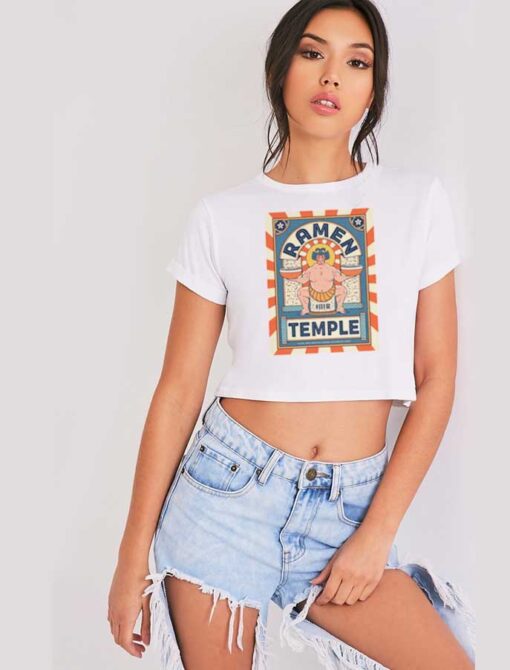 Japanese Ramen Temple Sumo Man Crop Top Shirt