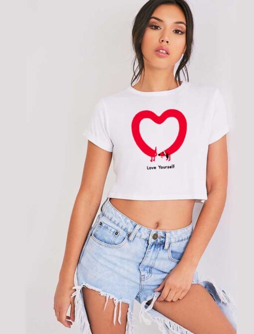 Love Yourself Long Dog Heart Crop Top Shirt