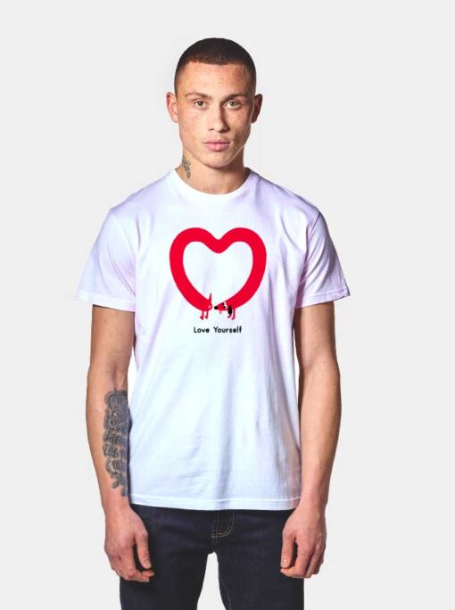 Love Yourself Long Dog Heart T Shirt