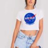 Nasa Not Flat We Checked Logo Crop Top Shirt