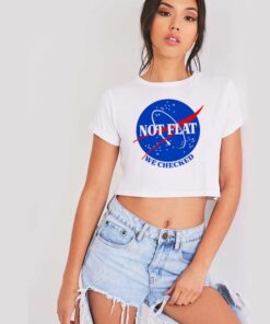 Nasa Not Flat We Checked Logo Crop Top Shirt