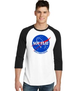 Nasa Not Flat We Checked Logo Raglan Tee