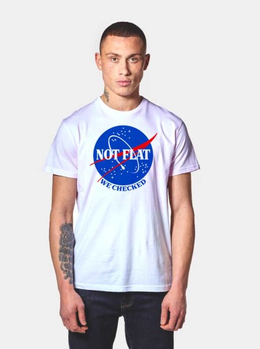 Nasa Not Flat We Checked Logo T Shirt