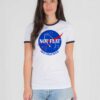 Nasa Not Flat We Checked Logo Ringer Tee