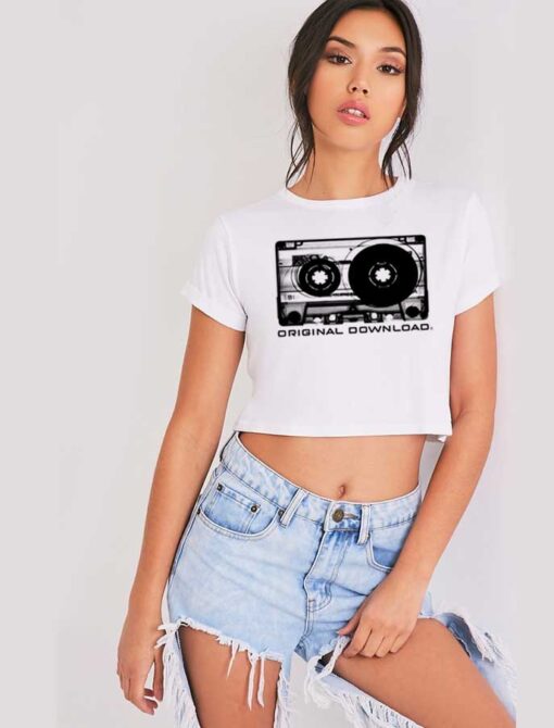 Original Download Retro Cassete Tape Crop Top Shirt