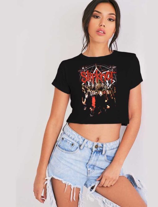 Slipknot Waves Rock Metal Logo Crop Top Shirt