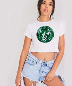 Tropical Palm Leaves Shape Logo Crop Top Shirt