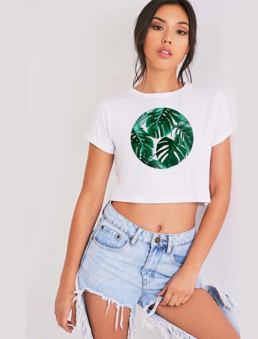 Tropical Palm Leaves Shape Logo Crop Top Shirt