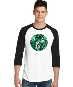 Tropical Palm Leaves Shape Logo Raglan Tee