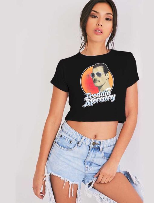 Vintage Queen Freddie Mercury Aviator Sunglasses Crop Top Shirt