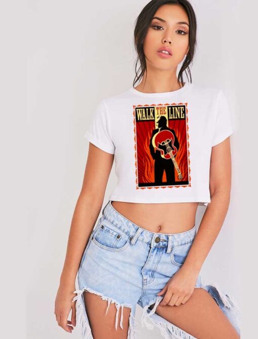 Walk The Line Vintage Guitar Crop Top Shirt