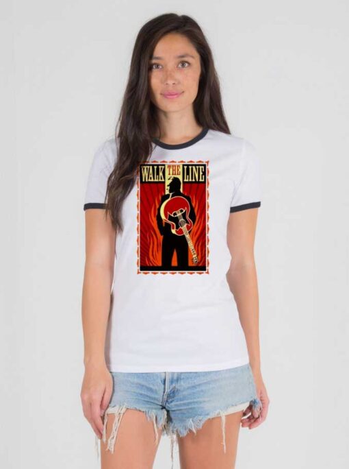 Walk The Line Vintage Guitar Ringer Tee