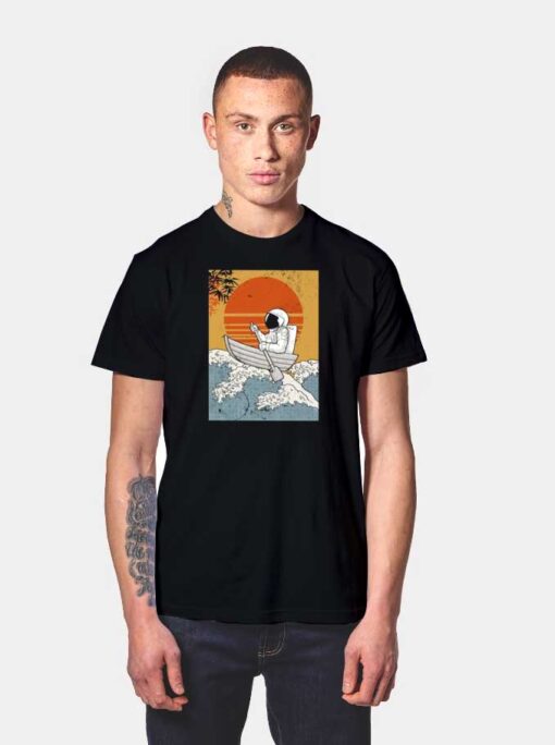 Japanese Great Wave Of Astronaut T Shirt