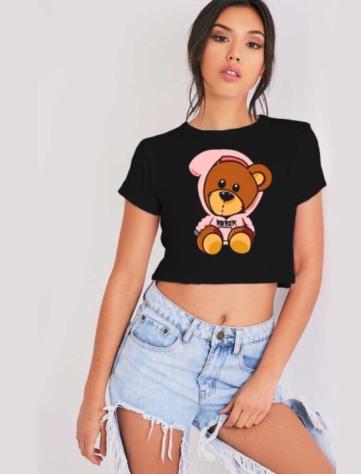 Justin Bieber Teddie Bear Hoodie Crop Top Shirt