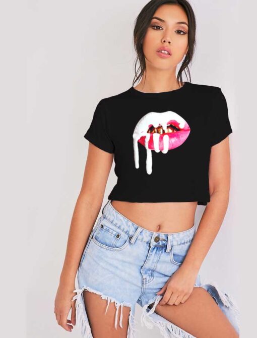 Kylie Jenner Creamed Lips Crop Top Shirt