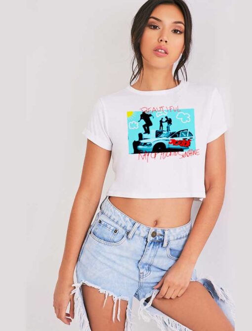 White Ray Of Sunset Travis Scott Crop Top Shirt