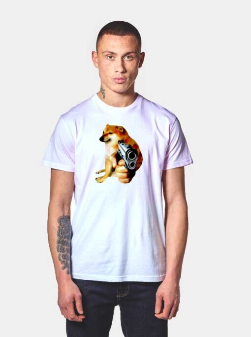 Cheems Doge Gun Pistol T Shirt