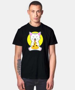 Cute Cat Eating Pizza Slice T Shirt