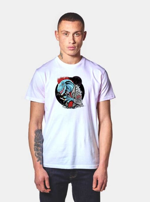 Dinosaur Punk Raptor Smoking T Shirt