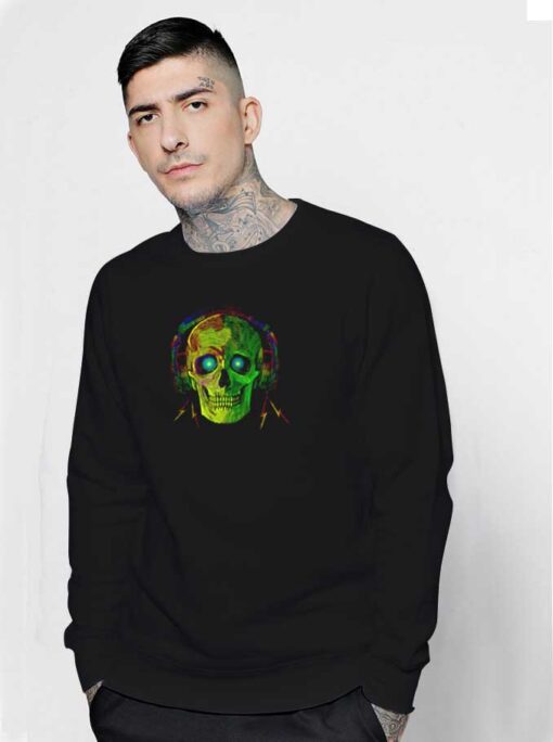 Rock And Roll Skull Headphone Sweatshirt