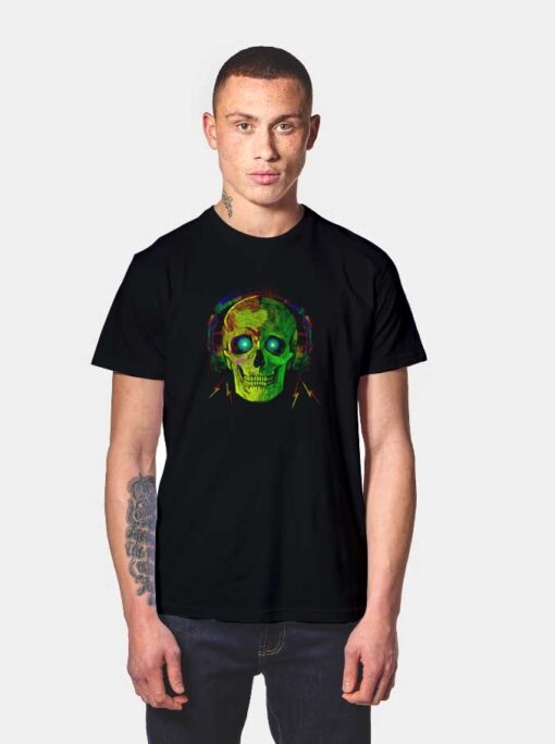 Rock And Roll Skull Headphone T Shirt