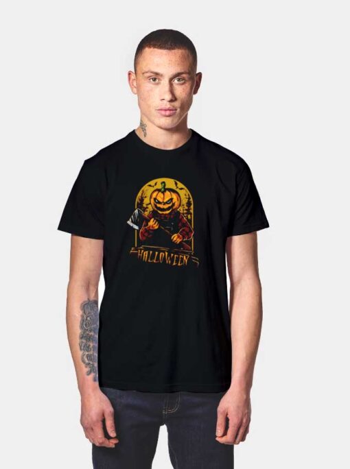 Pumpkin Head Halloween Logo T Shirt