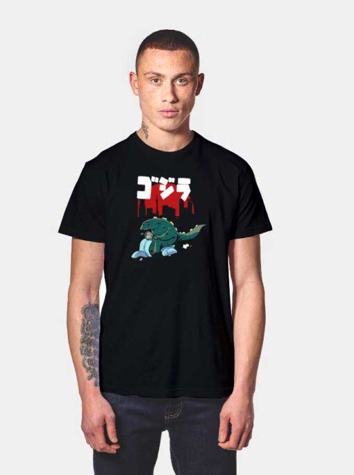 Godzilla Cruisin With Scooter T Shirt