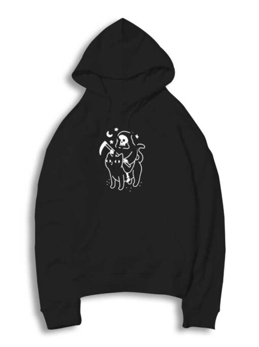 Grim Reaper Rides A Black Cat Hoodie