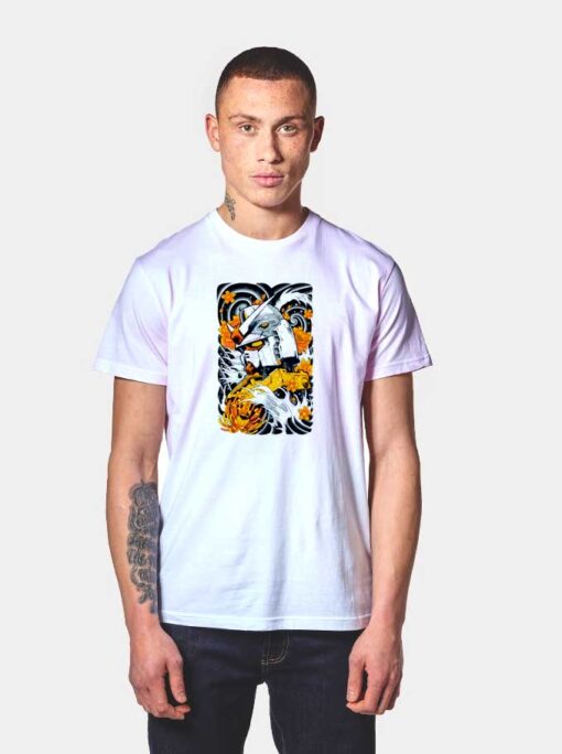 Orange Flower Gundam Ukiyo-e T Shirt