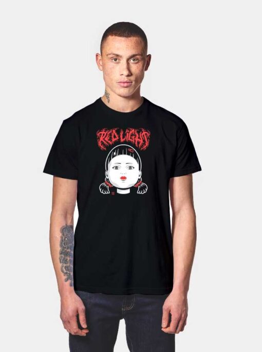 Red Light Doll Head Metal T Shirt