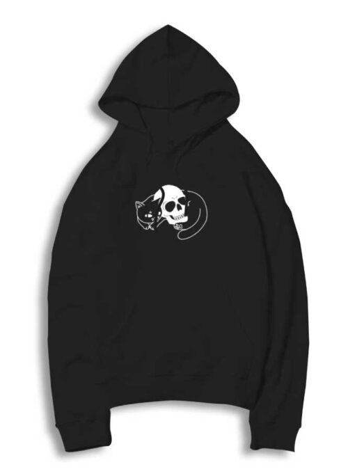 Spooky Cat Skull Black Hoodie