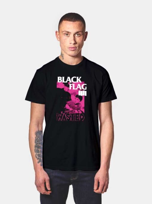 Black Flag Wasted Logo T Shirt