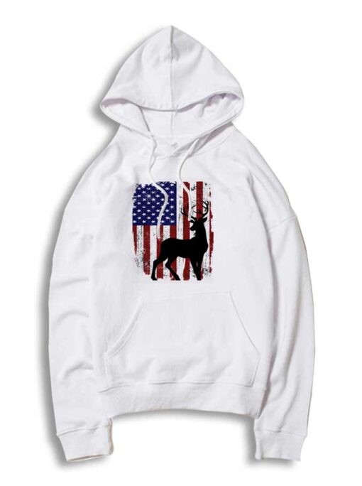 Deer Hunter Vintage America Flag Hoodie