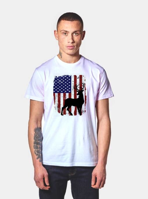 Deer Hunter Vintage America Flag T Shirt