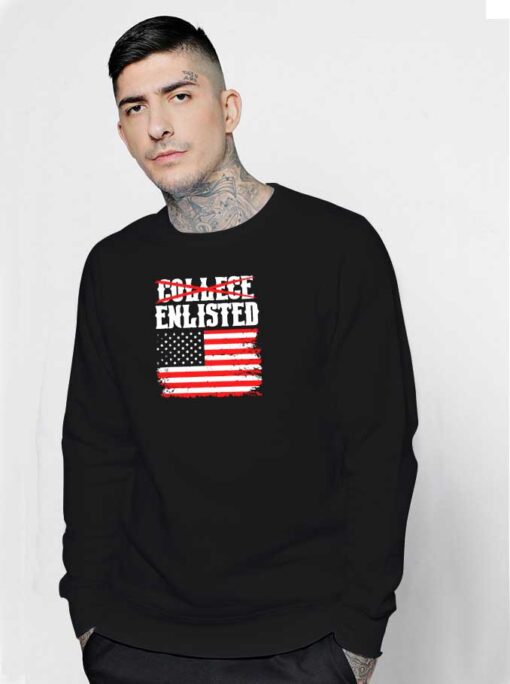 Veteran College Enlisted American Flag Sweatshirt