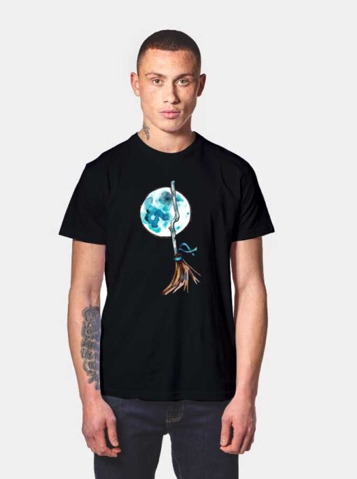 Blue Moon Witch's Broom Night T Shirt