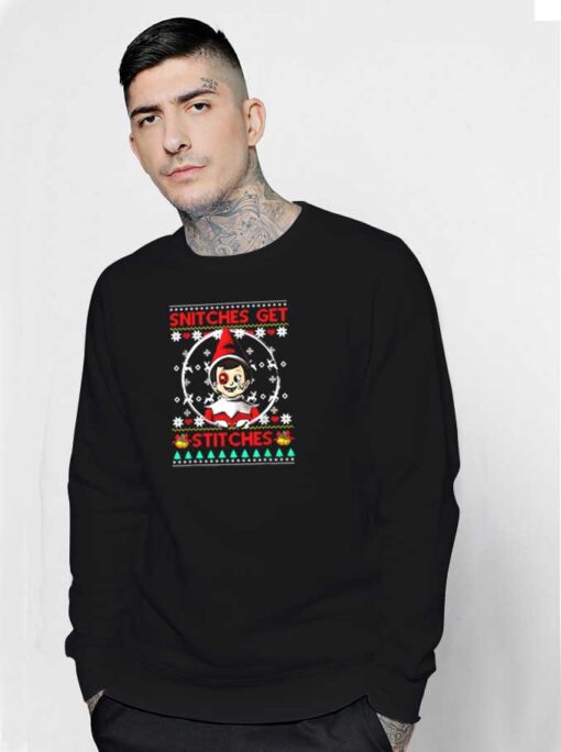 Merry Christmas Snitches Get Stitches Elf Sweatshirt