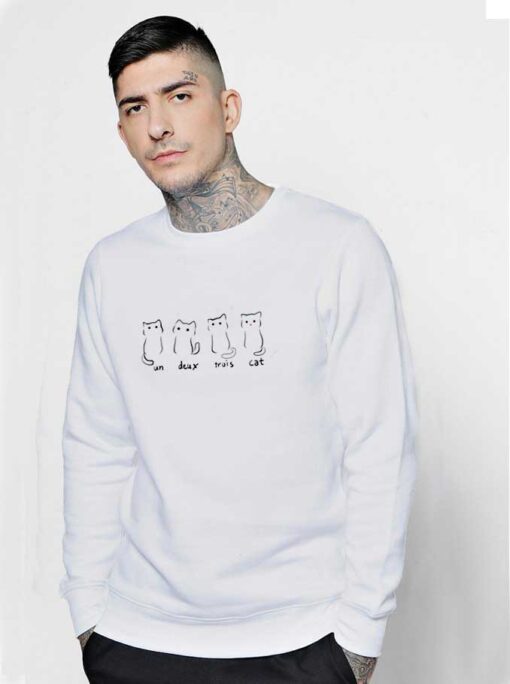 Un Deux Trois White Cat Sweatshirt