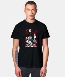 Bloody Scream Character Collage T Shirt