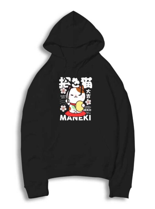 Japanese Maneki Neko Lucky Cat Hoodie