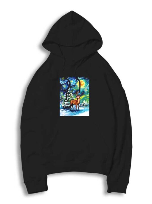 Silent Winter Night Deer Hoodie