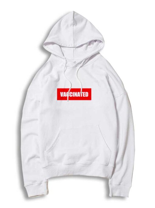 Vaccinated Supreme Red Box Hoodie