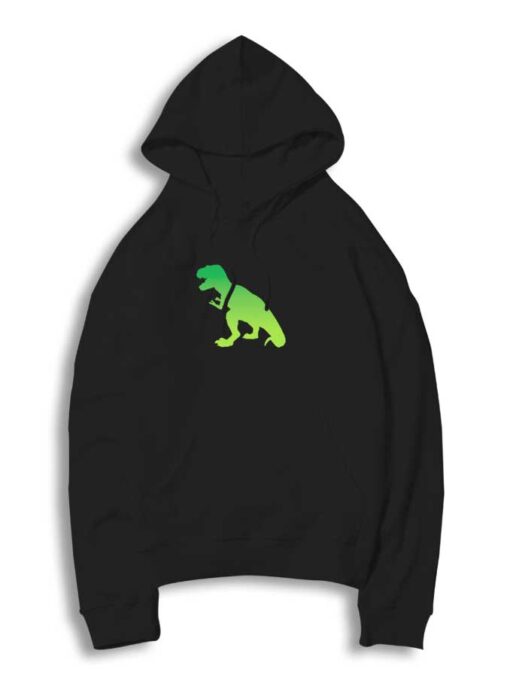 Green T-Rex Dinosaur Silhouette Hoodie