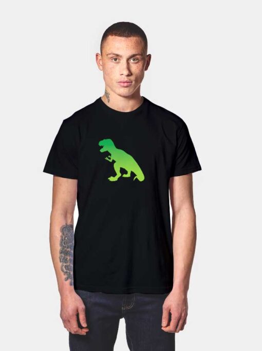 Green T-Rex Dinosaur Silhouette T Shirt