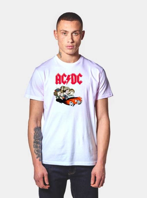 ACDC Flaming Car Cartoon T Shirt